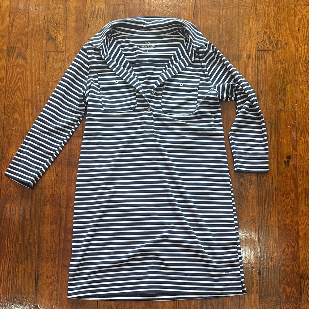 Vineyard Vines Navy and White Striped Performance Dress